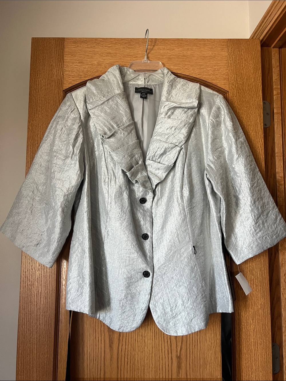 R&M Richards Collection Silver Metallic Ruffle Collar Special Occasion Size 20W